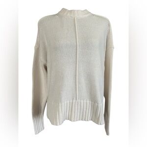 A New Day Ivory Ribbed Mock Neck Sweater Women’s Size Small
